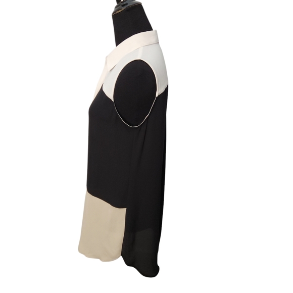 Ann Taylor Color Block Sleeveless Top Tan Black and White Size XS - Picture 3 of 6